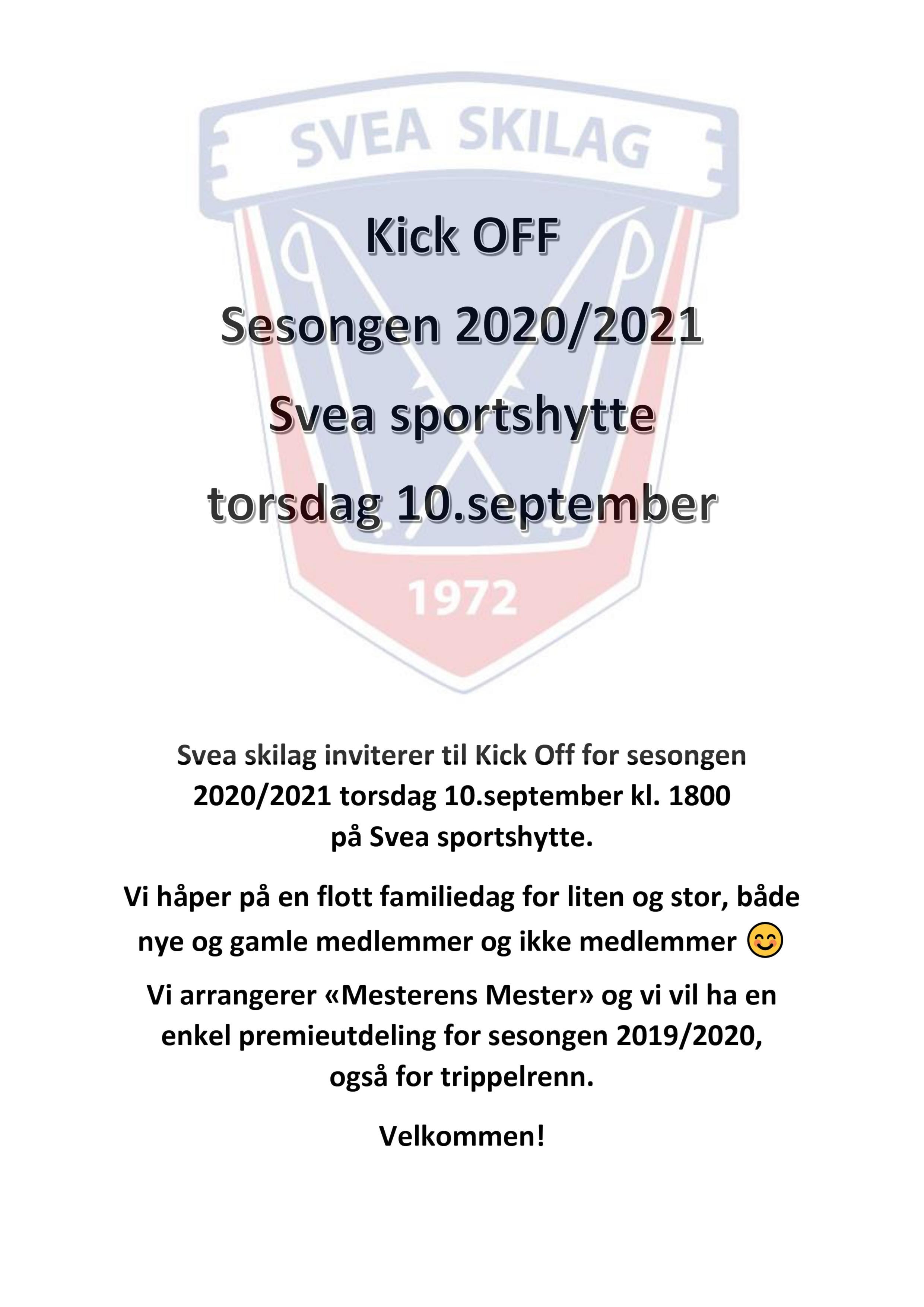 Kick Off sesongen 2020/21 - Velkommen!